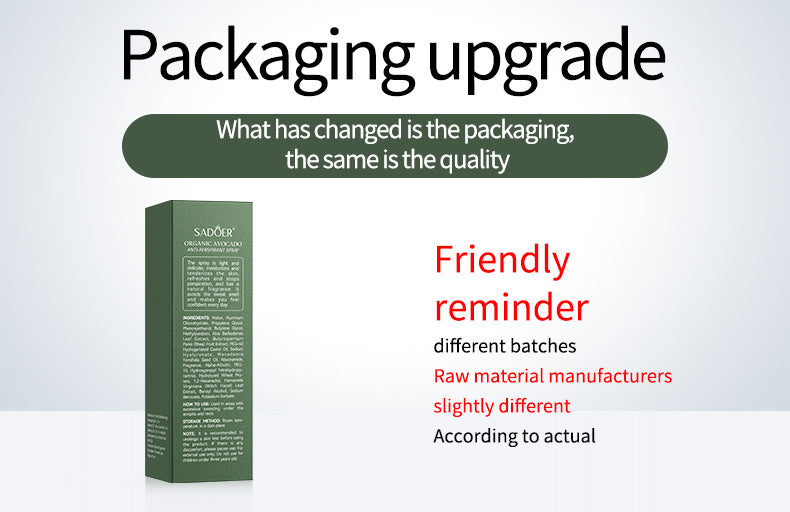 Avocado Perfume Antiperspirant Spray SADOER Deodorant Antiperspirant Portable Spray Cross-Border Wholesale