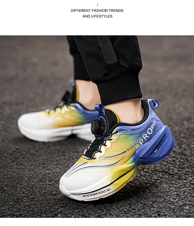 Red Rabbit8pro Rotating Button Children's Shoes Lightweight Shock Absorption Rebound Non-Slip Running Shoes Boys and Girls Students Physical Test Sports Shoes