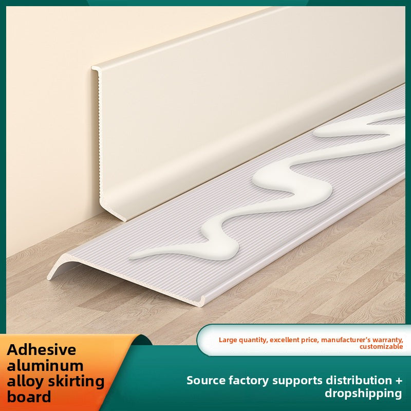 Aluminum alloy self-adhesive skirting board in cream style6cm Diamond-patterned white skirting line8Centimeter skin white metal baseboard