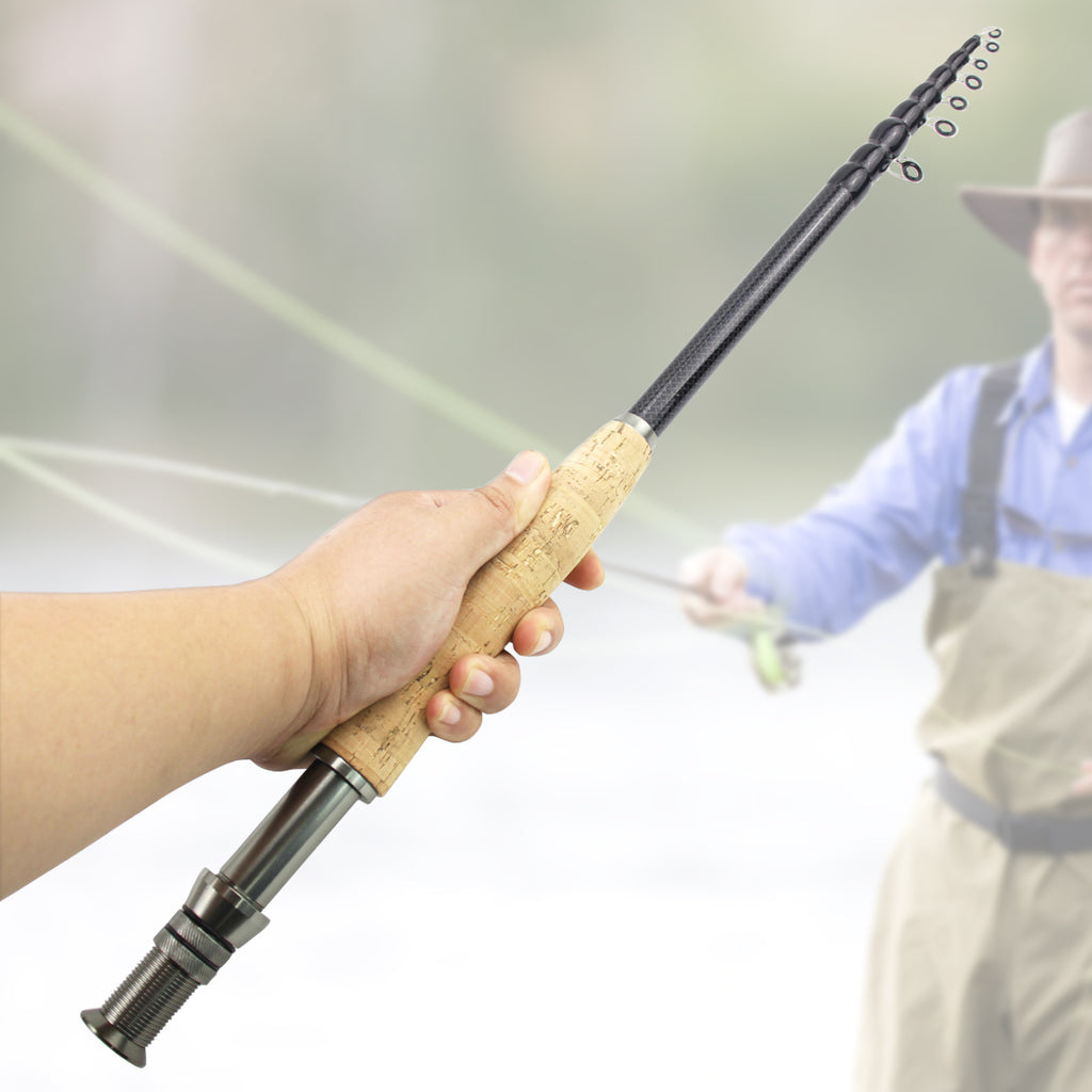 European and American Popular Portable Retractable Fly Rod Carbon Fiber Wooden Handle Fly Fishing Rod Lure Bass Pike Rod