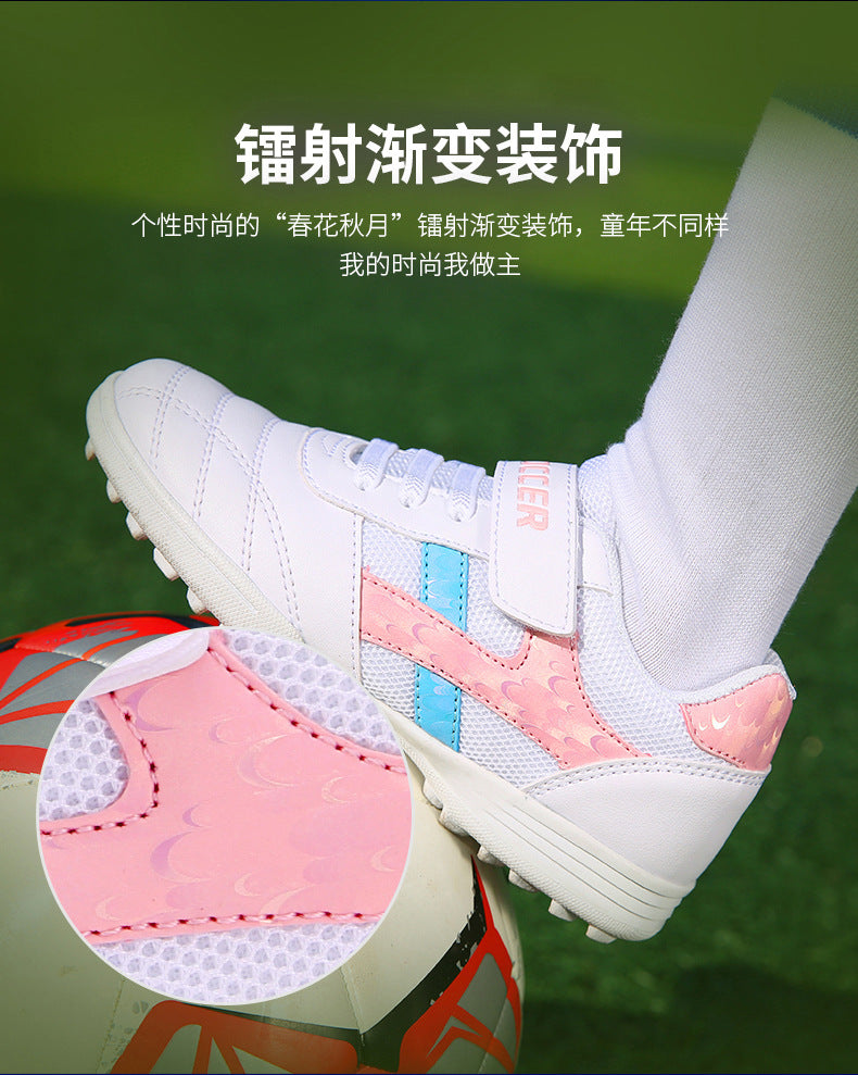 New football shoes for men and women with Velcro for children TF Broken Nail Style Youth Student Grassland Flat Training Shoes