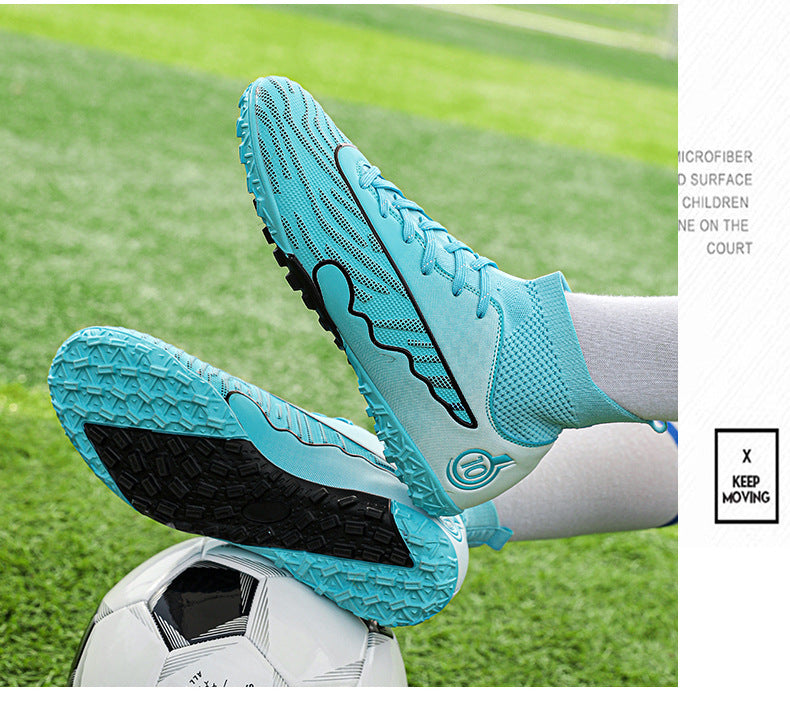 New Professional Football Shoes Boys High Top Youth Students Competition Training AG Long Spike Broken Spike Sneakers