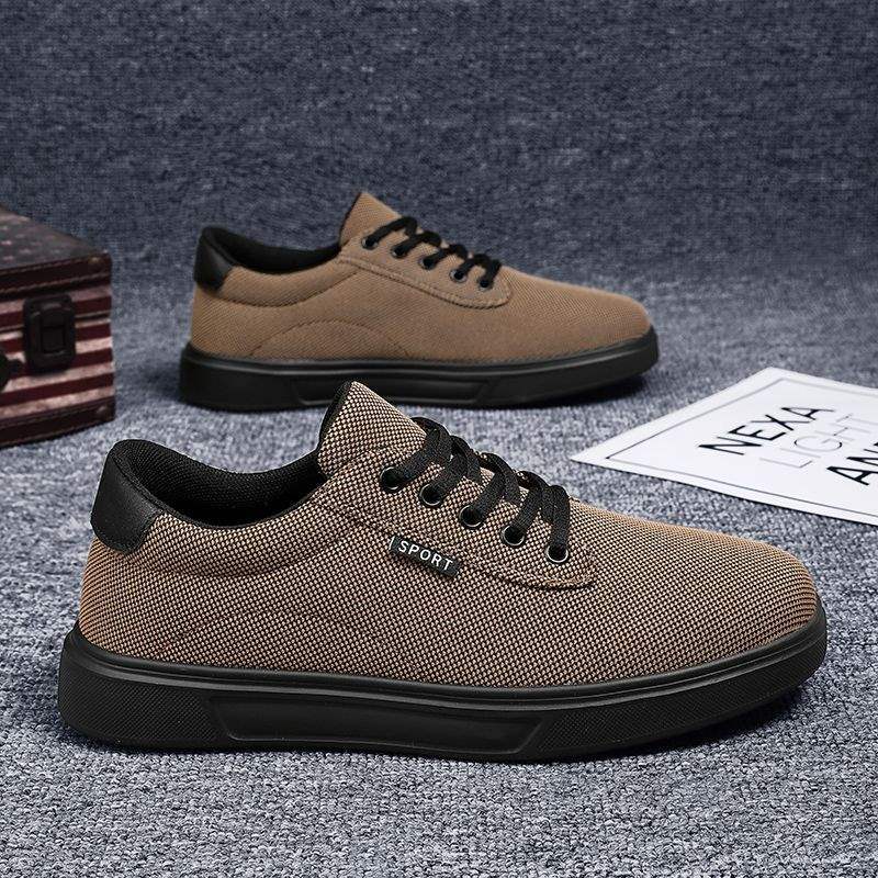 Men's Work Shoes Autumn Breathable Thin Full Black Casual Canvas Sneakers Youth Non-Slip Chef Office Trendy Shoes