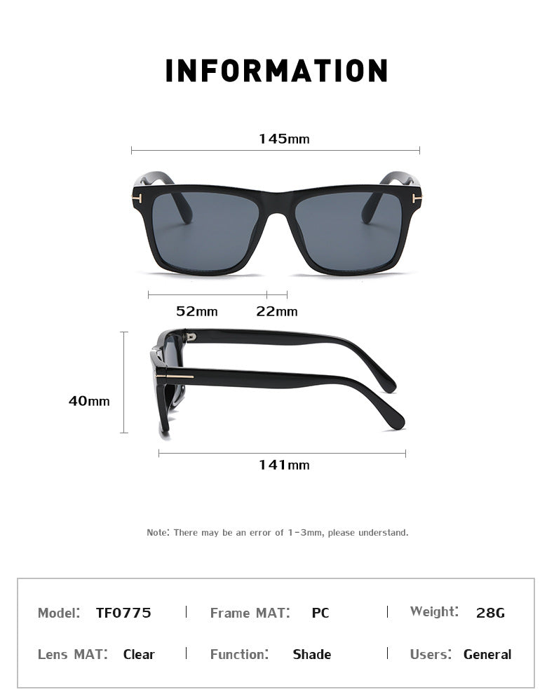 European and American Fashion T Word box sun protection sunglasses for women with a high-end feel ins Korean style sunglasses for men wholesale