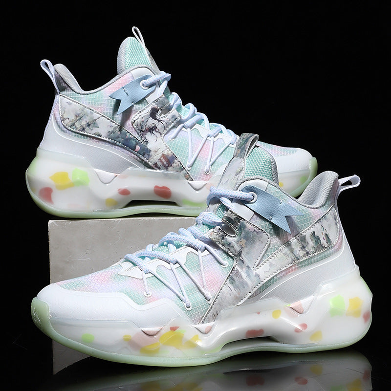 2025New National Era Men's Shoes Fashion Sports Shoes Youth High Elasticity Cushioning Anti-Slip Wear-Resistant Trendy Basketball Shoes