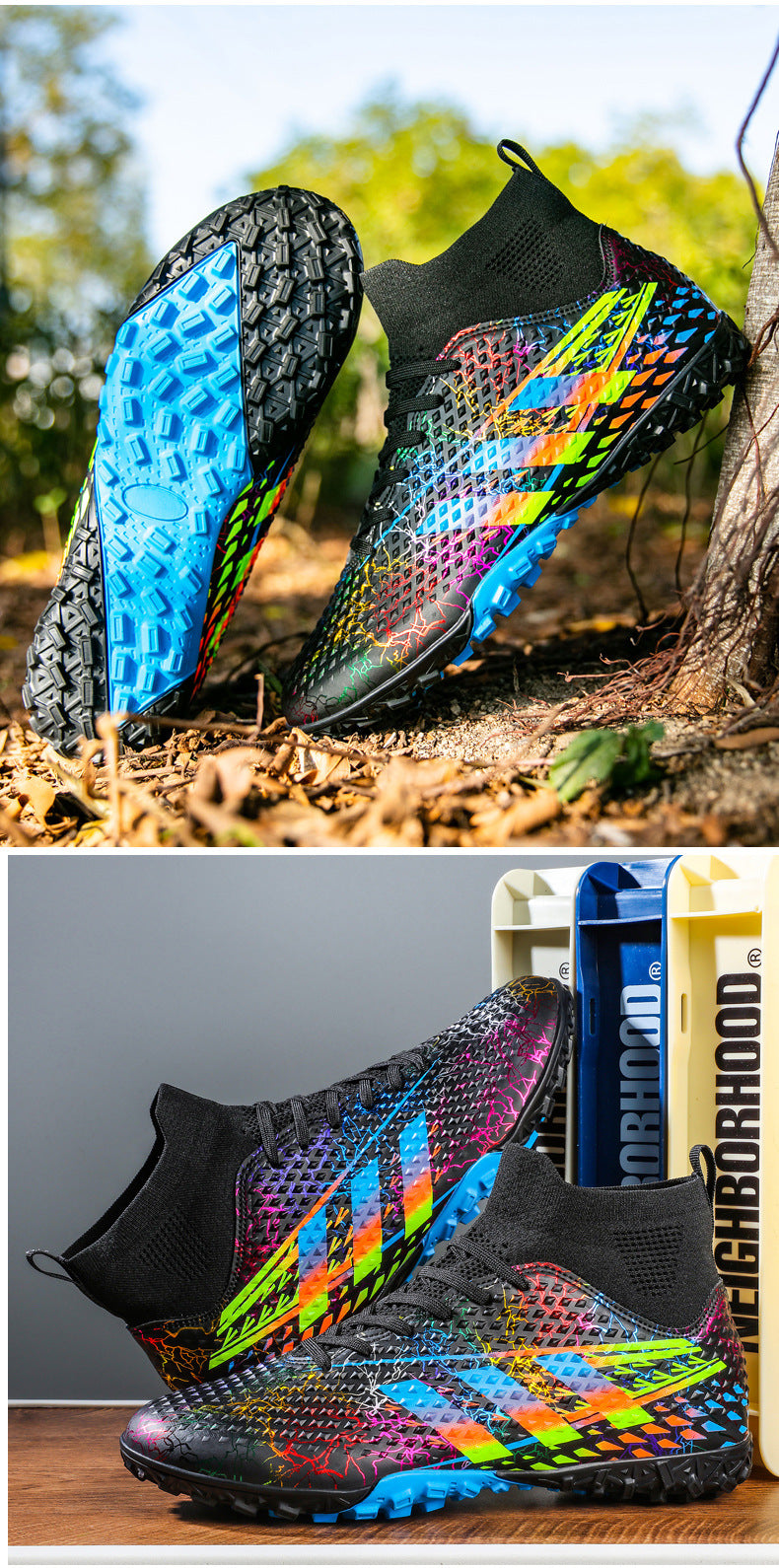 New high-top soccer shoes for men and women AG Spike TF Broken Nail Youth Student Grassland Competition Training Shoes