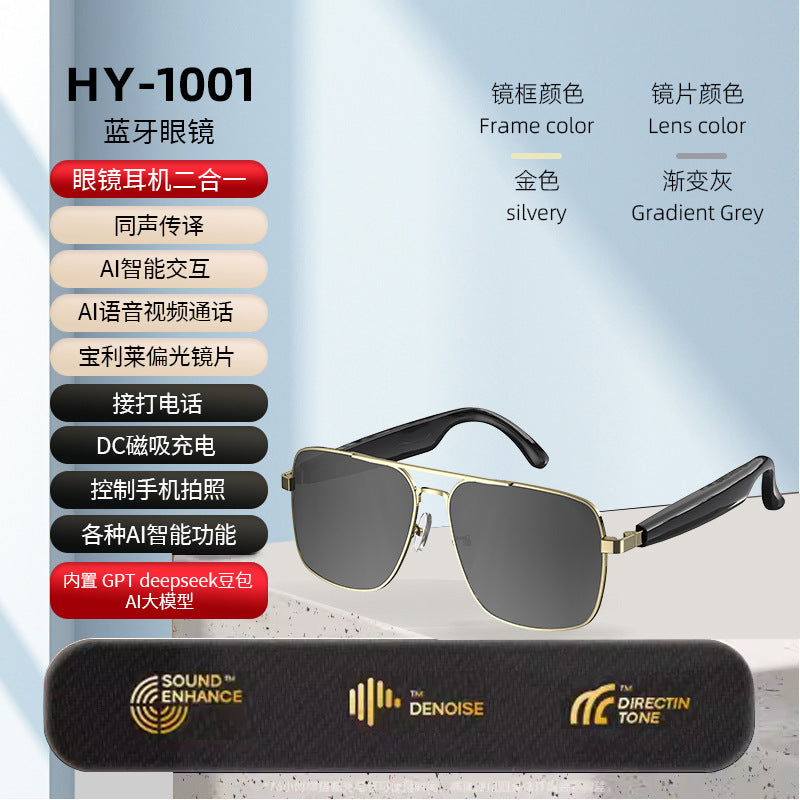 Source Manufacturer Intelligence ai Translation Bluetooth Glasses Listening to Music Conference Voice Simultaneous Interpretation Black Technology Wholesale