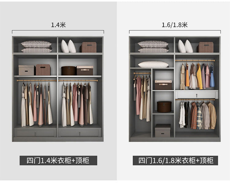 Light Luxury Glass Door Wardrobe Modern Home Bedroom Cloakroom Custom Processing Assembly Wardrobe Storage Large Wardrobe