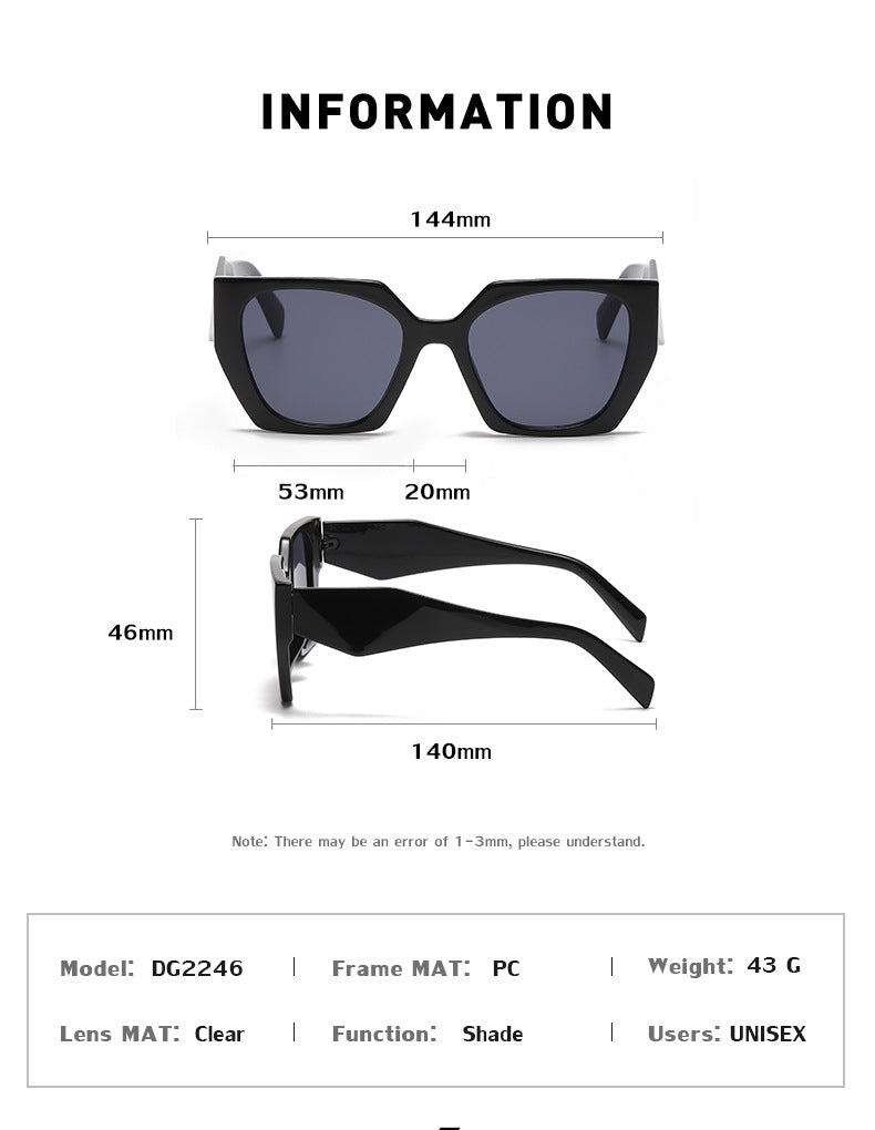 New Fashion Cat Eye Wide Leg Sunglasses for Women with High-end Feel ins Wholesale full frame sunglasses UV protection