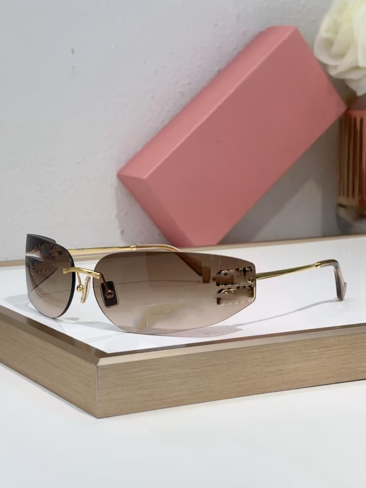 European and American Style miu Miaojia Frameless Sunglasses for Women Xiaohongshu ins Internet Celebrity Style Protective Sunglasses54y