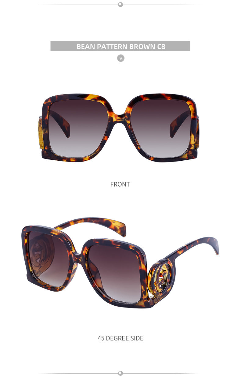 European and American fashion large frame sunglasses for women with a high-end feel INS Wind Sunglasses Sun Protection No Makeup Glasses Square Frame sunglasse