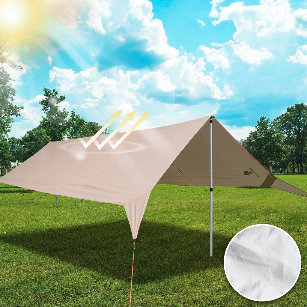 Outdoor Camping Canopy3-4Silver Coated Sunshade Awning Waterproof Camping Tarp Square Canopy5-6People