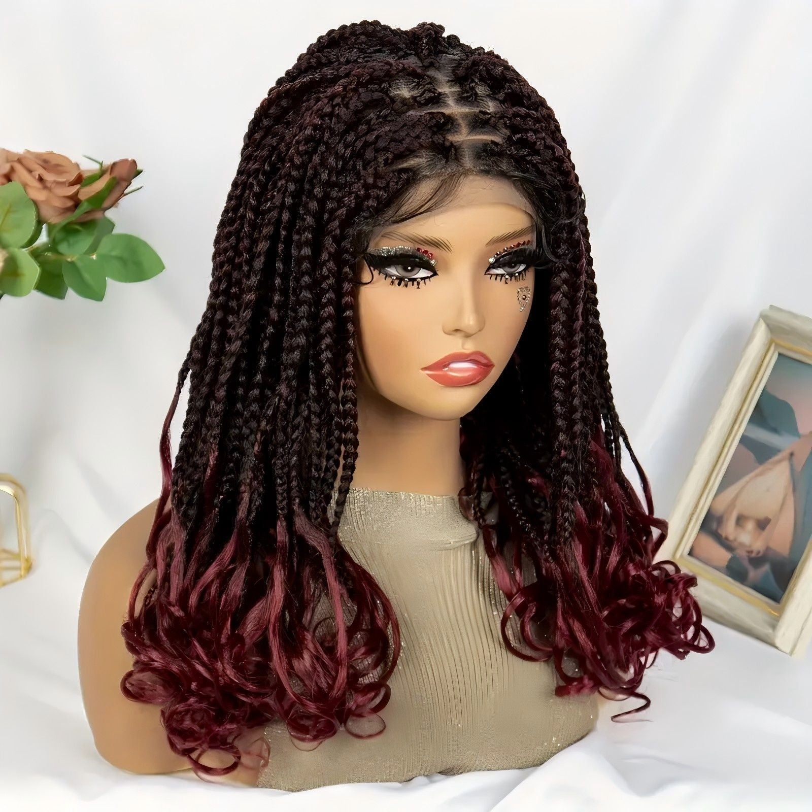 Cross-Border Hot-Selling French Curl Full Lace Hand-Woven Three-Strand Braid Women's Wig Braid hair Headband Style