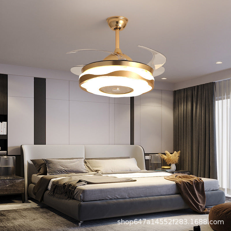 LED Invisible Fan Light for Dining Room and Bedroom, Modern Simple Ceiling Fan with Light, Variable Frequency Fan Light, Invisible