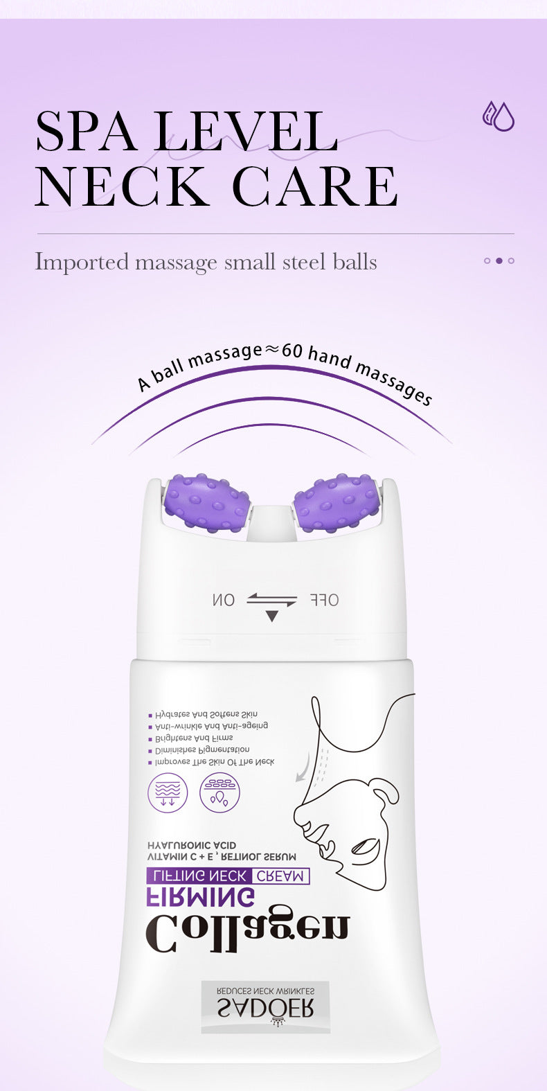 Full English Collagen Neck Cream110ml SADOER Firming Roller Neck Lifting Cream  Wholesale