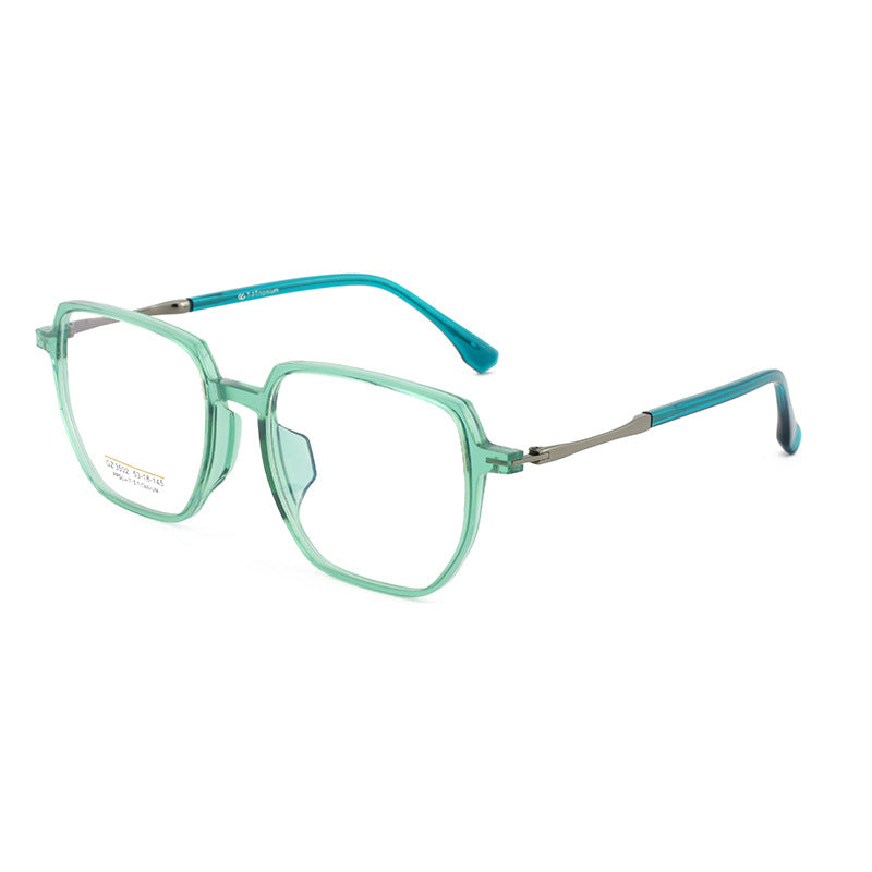 PPSU Titanium Frame Glasses Ultra-Light Ultra-Tough Comfortable Polygonal Semi-Titanium Frame Unisex Transparent Lightweight Large Frame