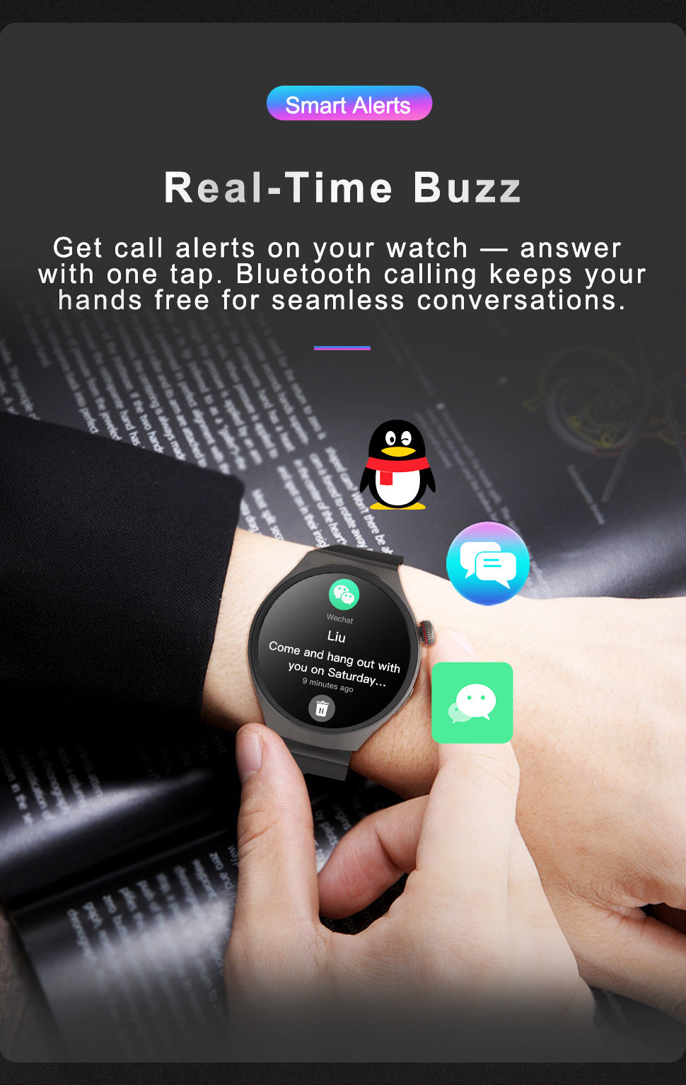 gt4pro Round Screen Smart Watch Bluetooth Call Waterproof Heart Rate Blood Oxygen Monitoring Step Counter Smart Watch