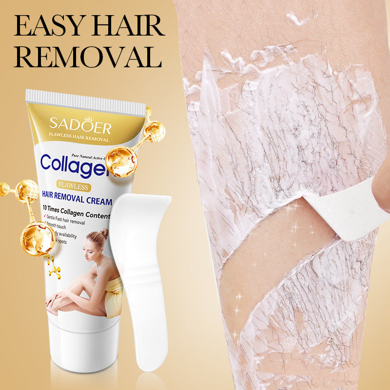 Full English Collagen Gentle Hair Removal Cream SADOER Skin-friendly Non-irritating Underarm Hair Removal Cream  Wholesale