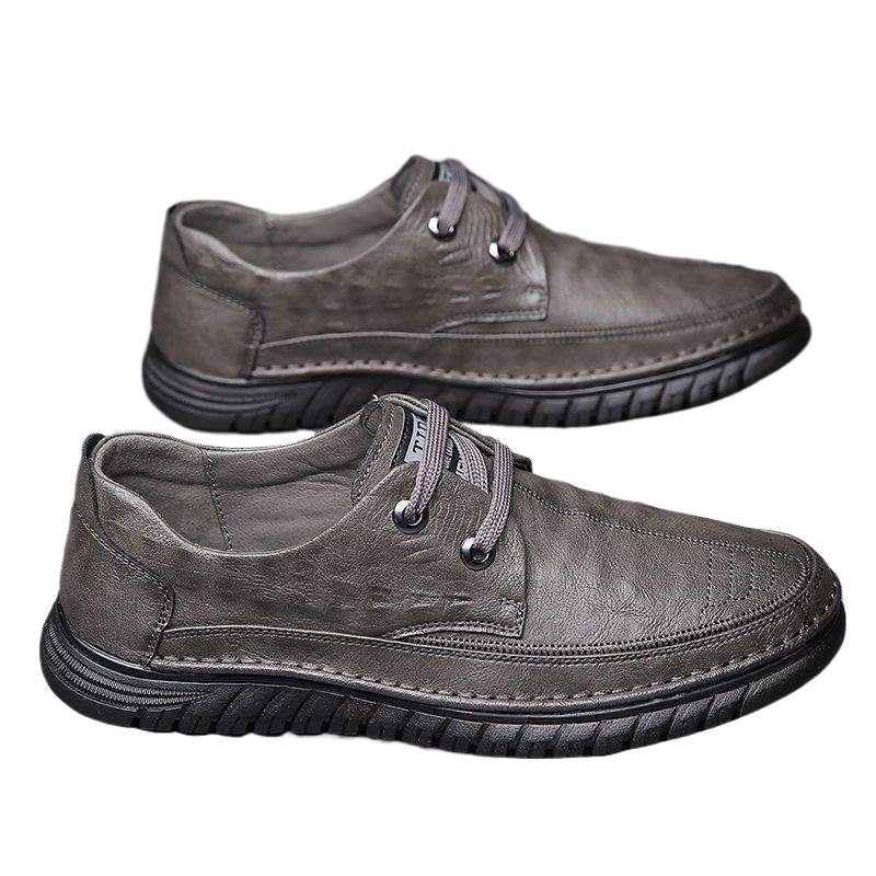 2025Summer Men's Shoes Casual Versatile Leather Shoes Soft Sole Breathable Cowhide Wear-resistant Business Dad Shoes