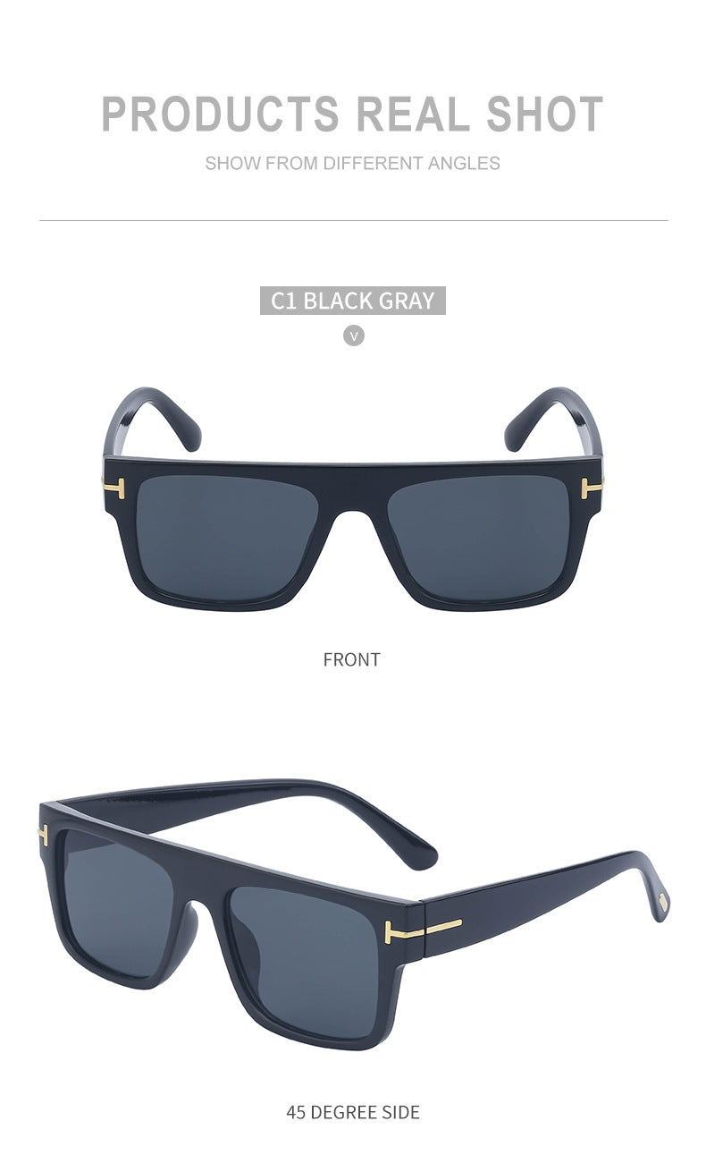 European and American retro women's sunglasses T Square Frame Sunglasses for Women Trendy Glasses Wholesale sunglasses