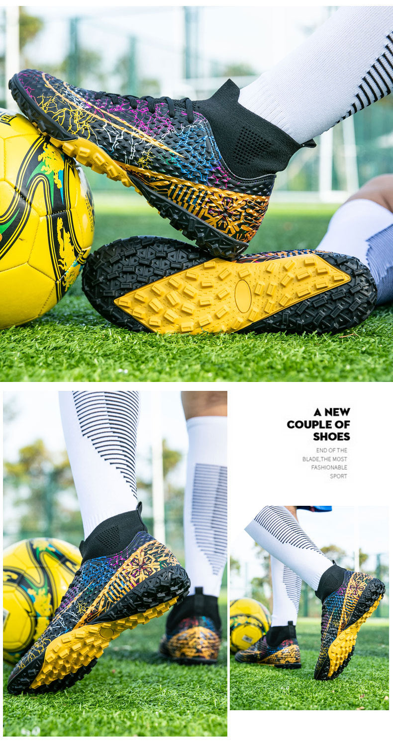 New high-top soccer shoes for men and women AG Spike TF Broken Nail Youth Student Grassland Competition Training Shoes