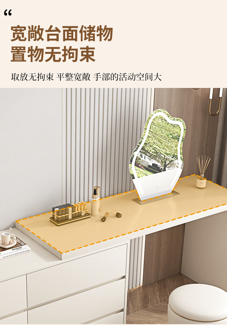 Custom Light Luxury Dressing Table Bedroom Small Apartment Modern Simple Skin Feel Gray Makeup Table Integrated Cabinet Makeup Desk Minimalist