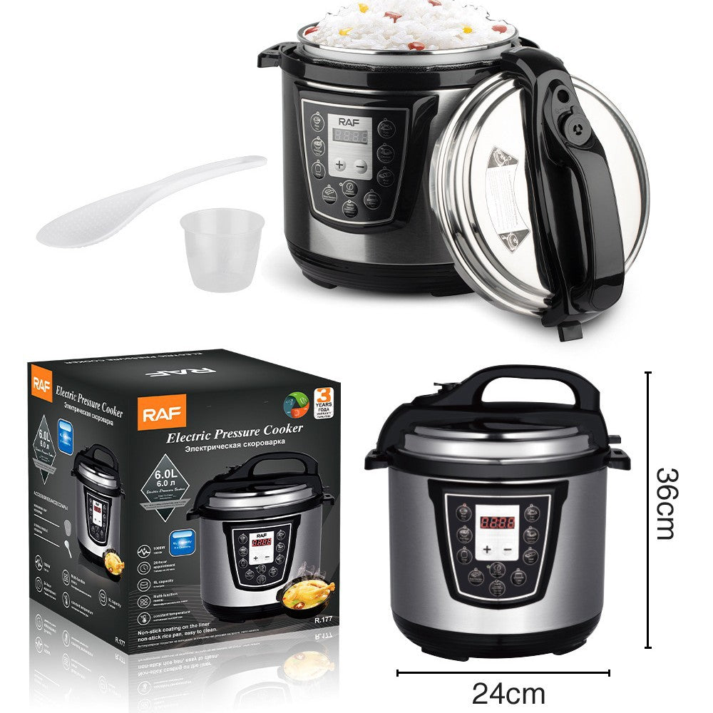 Electric Pressure Cooker Household Multi-Functional Rice Cooking Stewing Soup Open Lid Sauce Collection Can Reserve Rice Cooker Pressure Cooker6L
