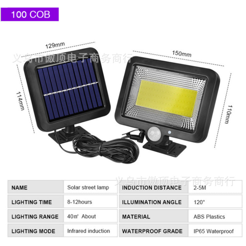 Outdoor Solar Human Body120COB Split Sensor Light100COB Garden lamp 56LED Wall lamp with remote control