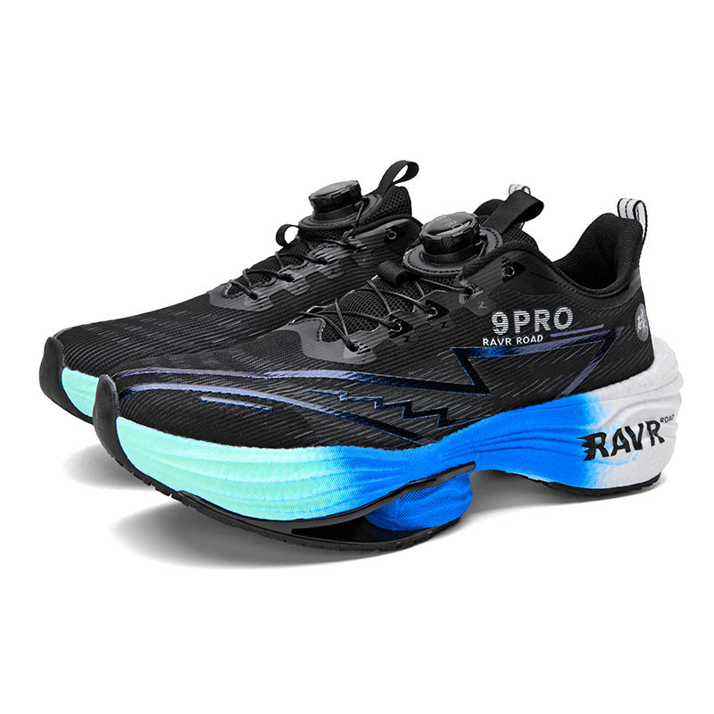 2025Autumn Winter Casual Fashion Double Mesh Knob Buckle Sneakers Super High Elastic Soft Sole Carbon Plate Anti-Slip Running Shoes