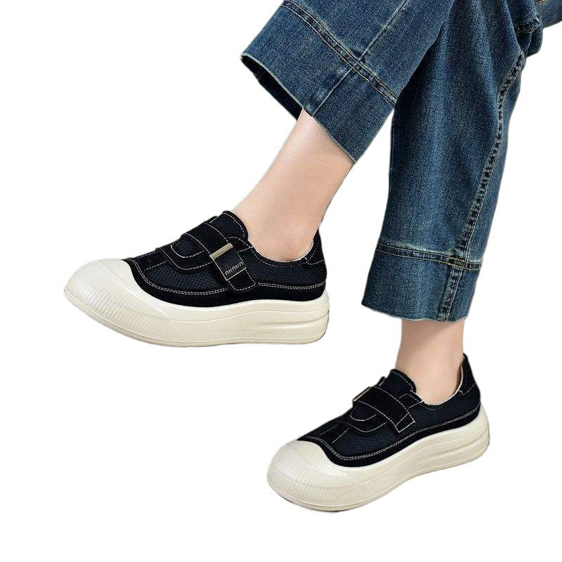 New Round Toe Fashion Sports Casual Shoes Mesh Soft Sole Women's Shoes Retro Niche Fashion Low-top Single Shoes Mom Shoes
