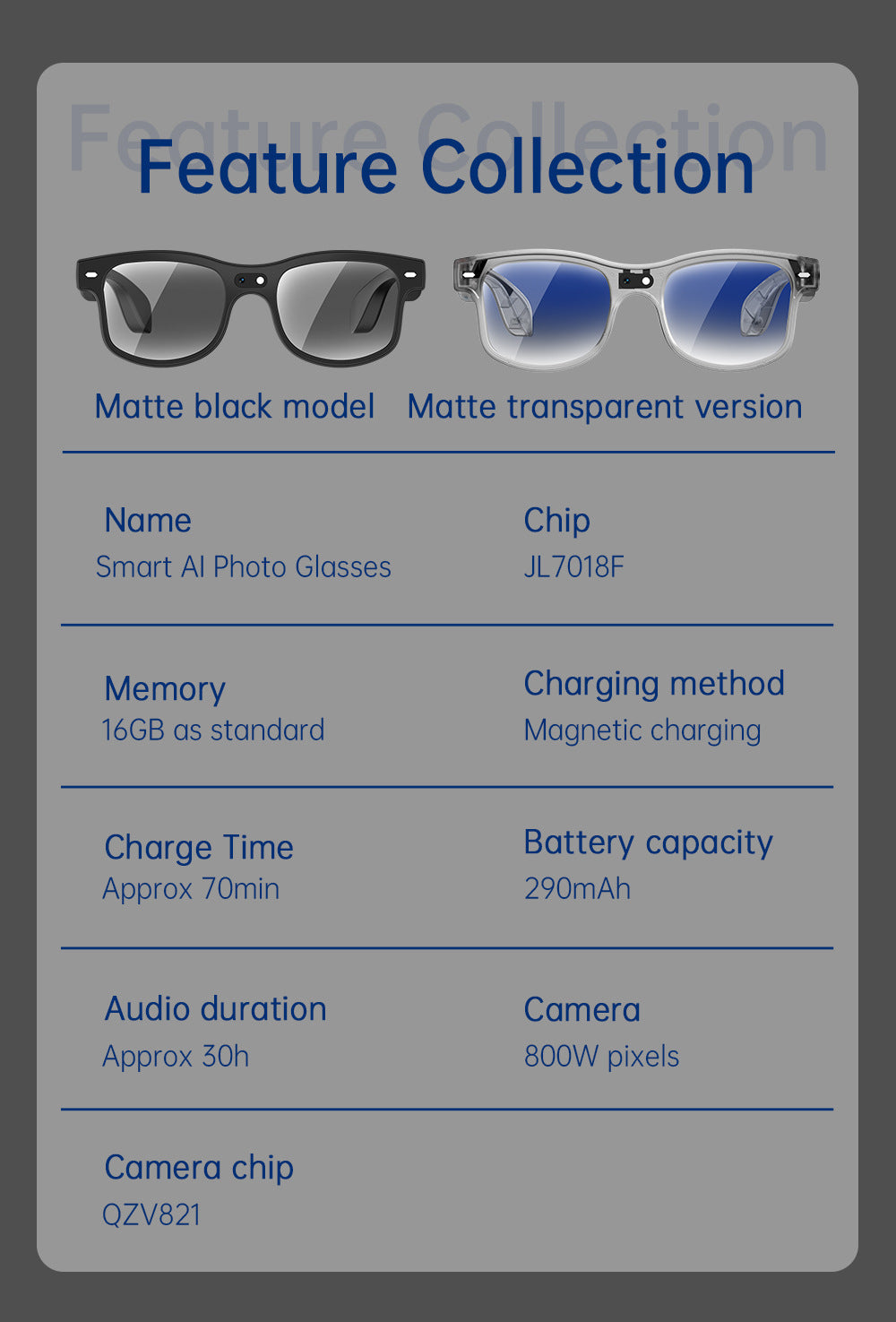 AIMB-G3Smart Glasses800100 Megapixel Camera Ai Simultaneous Translation Recognition1200P Video Recording Audio Recording
