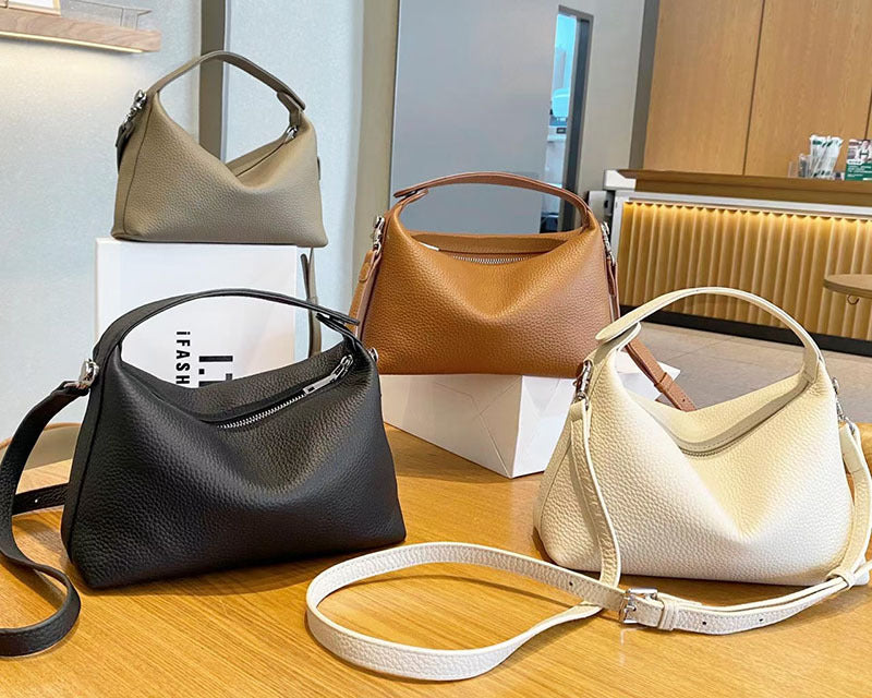 Women's Genuine Leather Bag2025New Style Lunch Box Bento Boston Bag Top Layer Cowhide Crossbody Niche Single Shoulder Crossbody