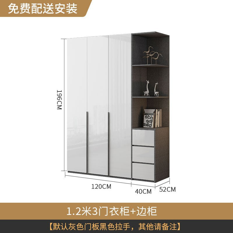 Modern Simple Wardrobe with Swing Doors, Storage Wardrobe with Dressing Table, Shelves, Side Cabinet, Bedroom Wardrobe, Entryway Installation