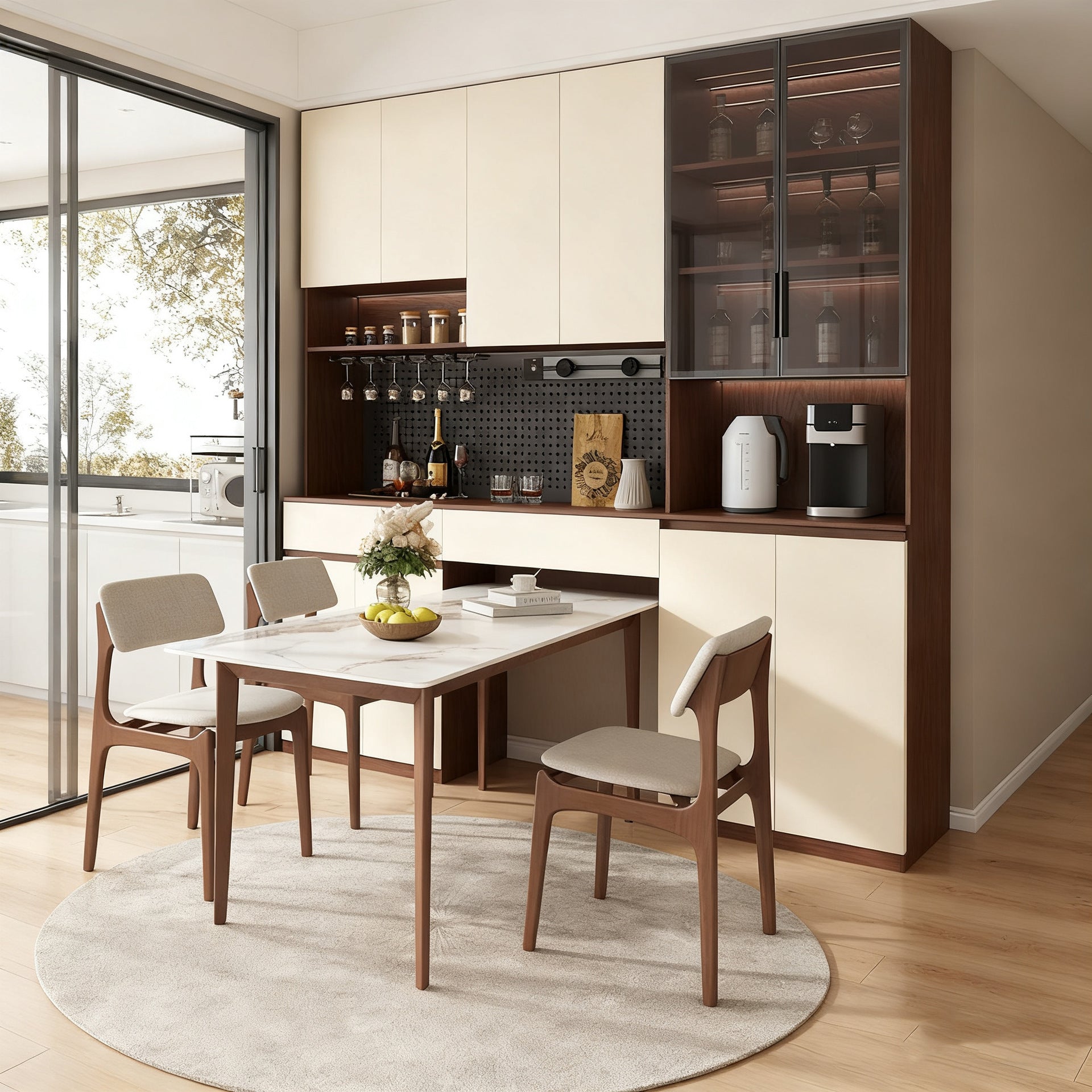 Custom Aluminum Alloy Sideboard Cabinet for Entire House, Wall-Mounted, Integrated with Dining Table, Living Room, Kitchen, Home Storage, Wine Cabinet