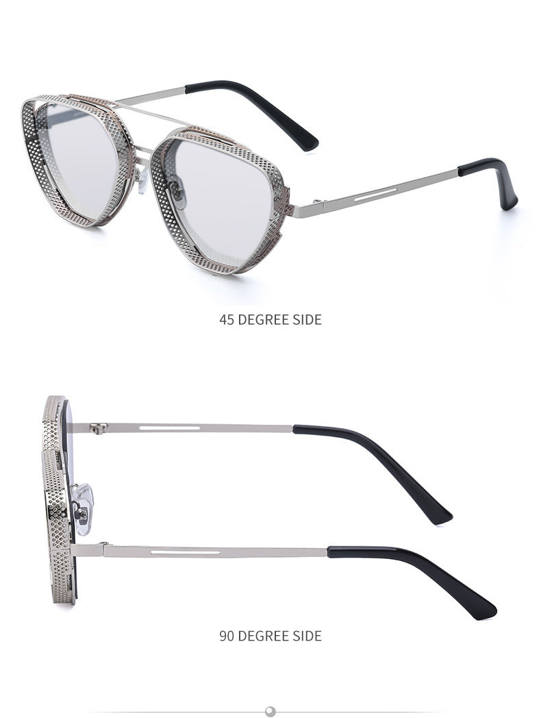 New Hollow Sunglasses for Men, European and American Retro Steampunk Irregular Sunglasses, Fashion Glasses sunglasses