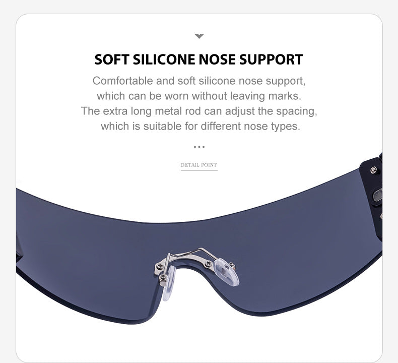 Women's trendy high-end windproof sunglasses Y2K Millennium Frameless Cycling Anti-UV Sunglasses Women's Wholesale