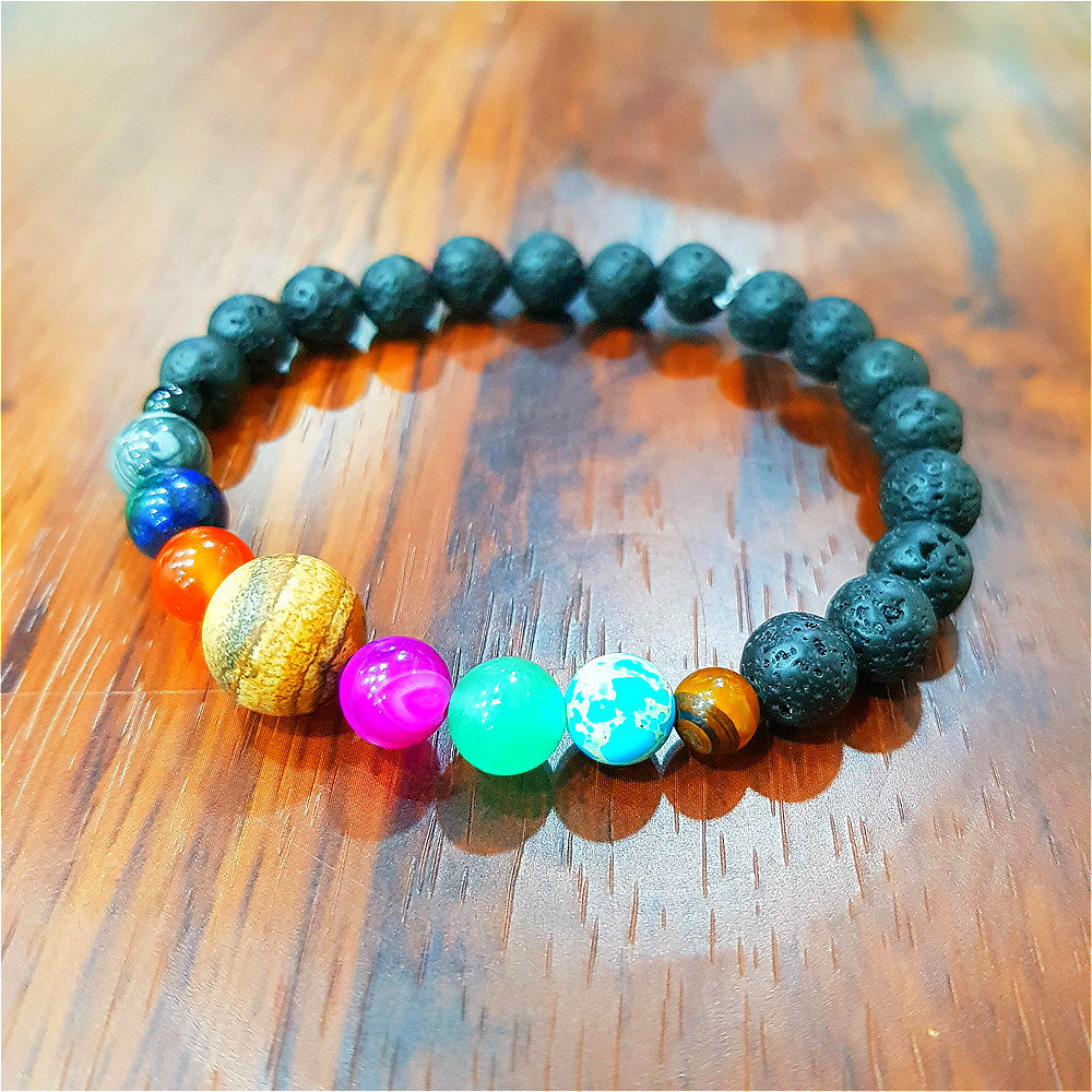 Hot-Selling Universe Galaxy Solar System Eight Planets Bracelet Guardian Star Natural Stone Bead Bracelet Seven Meridians Bracelet