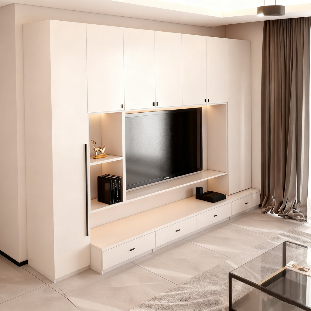 Custom Aluminum Alloy TV Cabinet Combination Wall Cabinet Modern Simple Storage Bookcase Wine Cabinet Integrated Wall-Mounted Living Room