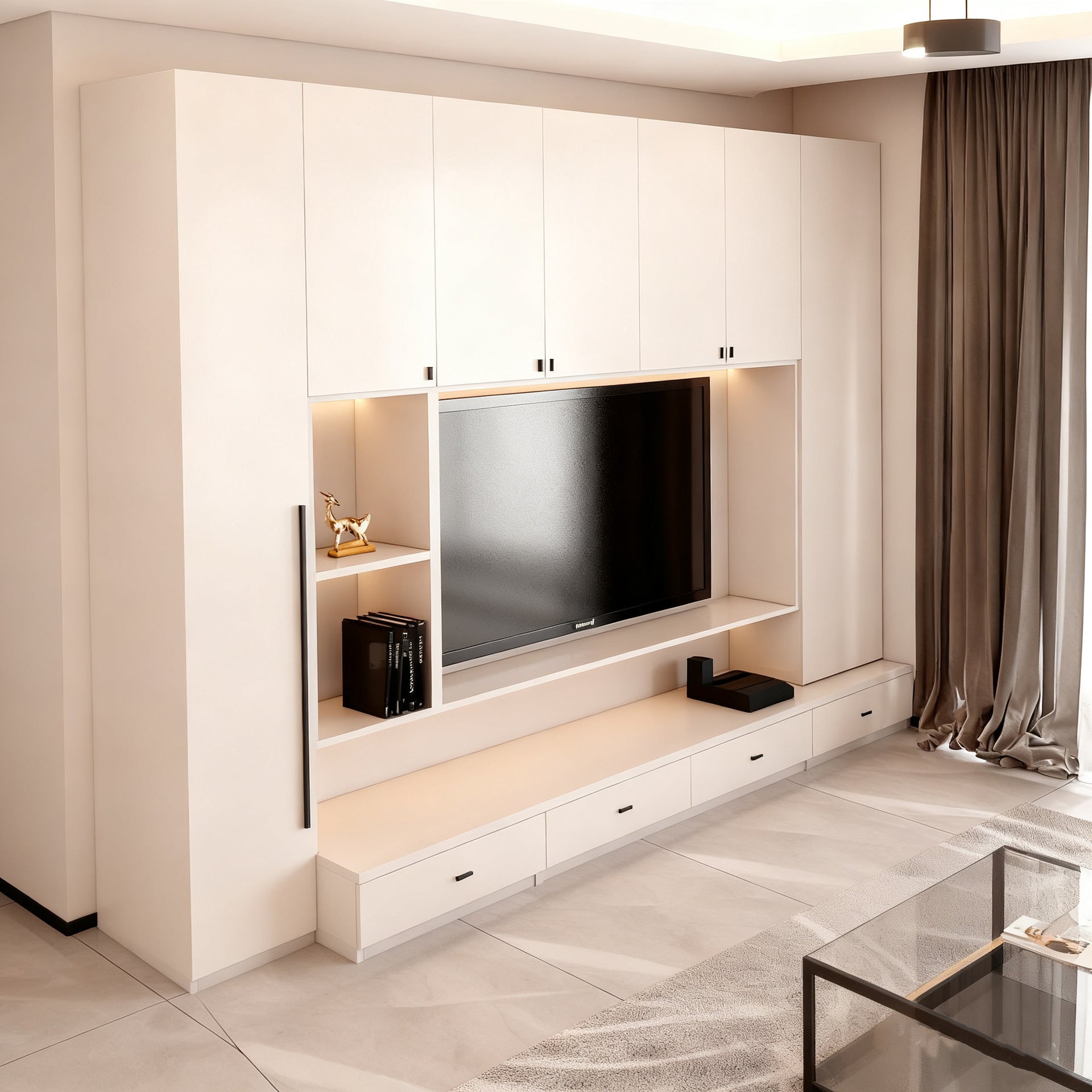 Custom Aluminum Alloy TV Cabinet Combination Wall Cabinet Modern Simple Storage Bookcase Wine Cabinet Integrated Wall-Mounted Living Room