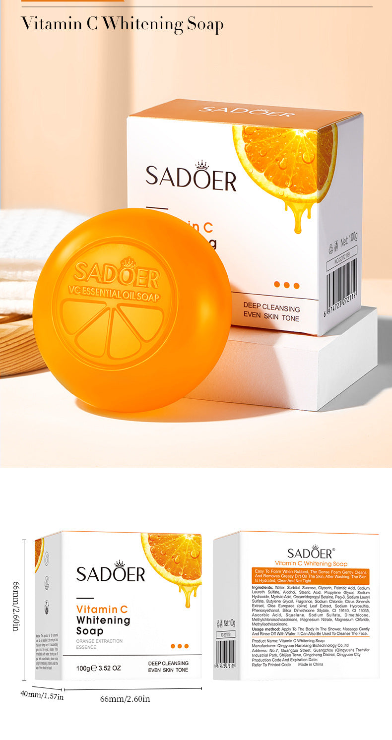 All English Vitamins C Soap SADOER Clean Bath Cleansing Essential Oil Handmade Soap  Foreign Trade Wholesale