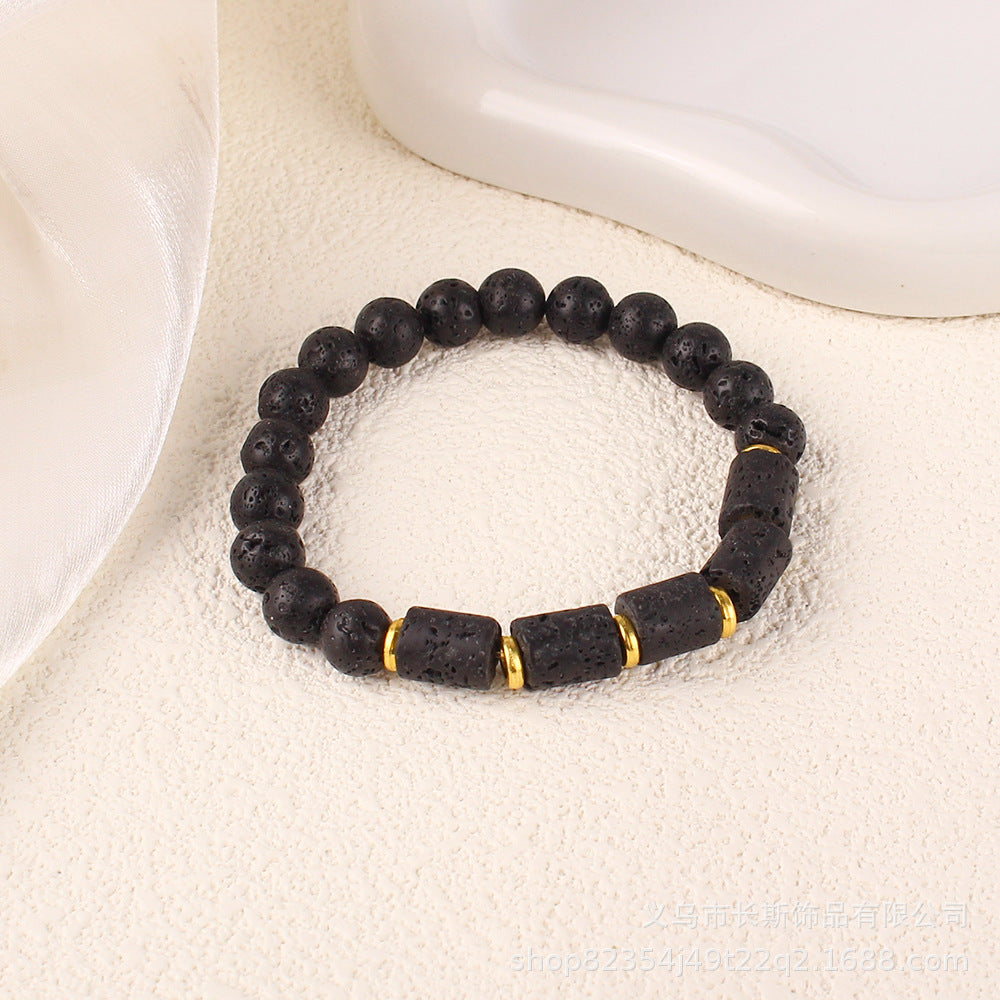 AliExpress8mm Volcanic Lava Stone Bracelet Natural Emperor Stone Couple Fashion Bracelet Factory Direct Sale