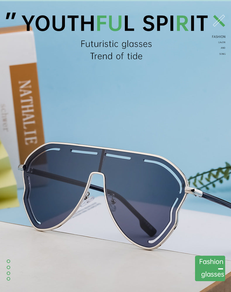 European and American Fashion Large Frame Sunglasses for Women, High-End Unique One-Piece Sunglasses, Trendy Wholesale sunglasses