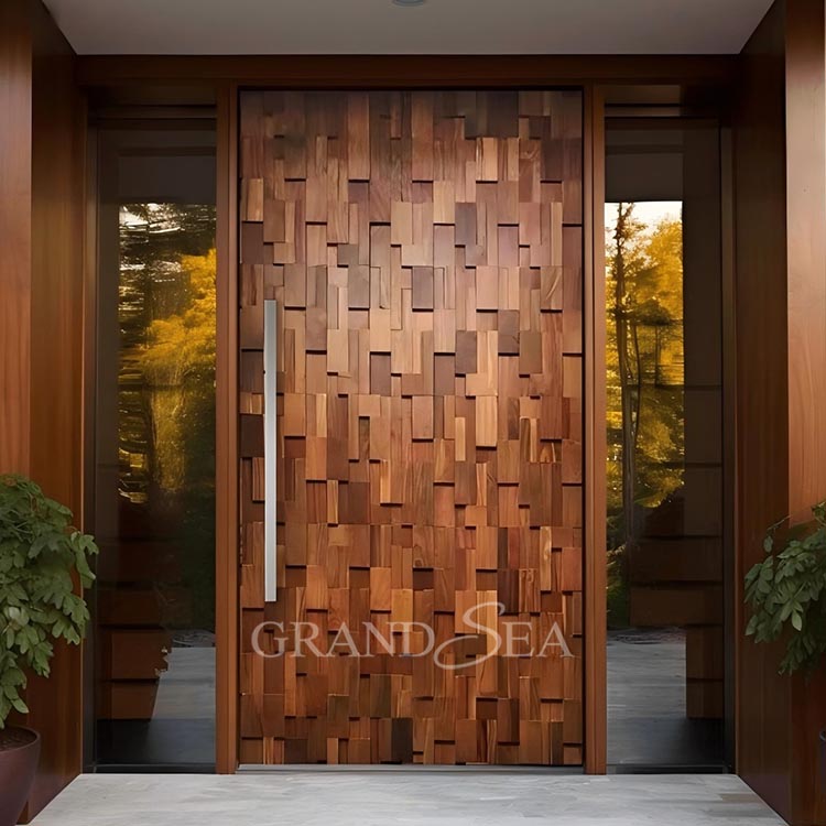 Luxury Design Entrance Door Exterior Security Front Pivot Door Modern Entry Black Wooden Aluminum Pivot Door