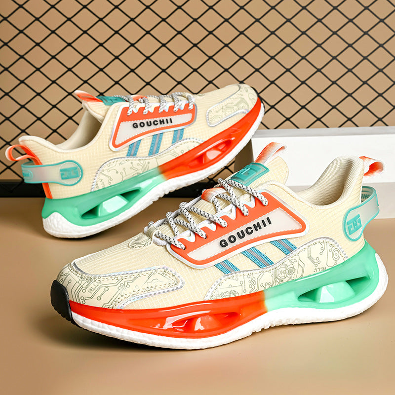 Autumn Hot-Selling Popcorn Rubber Non-Slip Wear-Resistant Sports Running Shoes Mesh Breathable Couple Trendy Casual Shoes