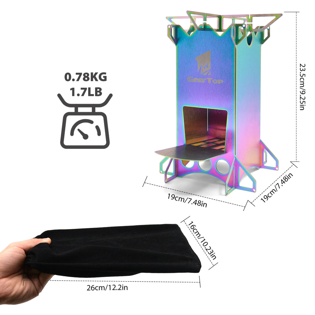 Outdoor Camping BBQ Portable Firewood Stove Detachable Folding Rocket Stove Camping Stove Multi-Fuel Compatible