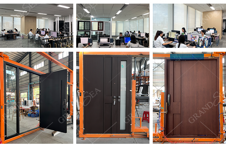 Customized Modern Metal Aluminum Pivot Front Entry Stainless Steel Pivot Security Entrance Doors With Sidelight