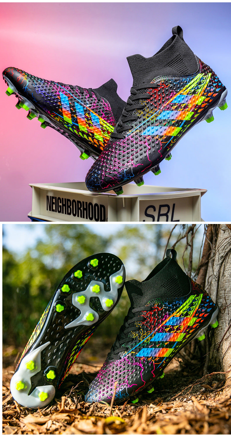 New high-top soccer shoes for men and women AG Spike TF Broken Nail Youth Student Grassland Competition Training Shoes