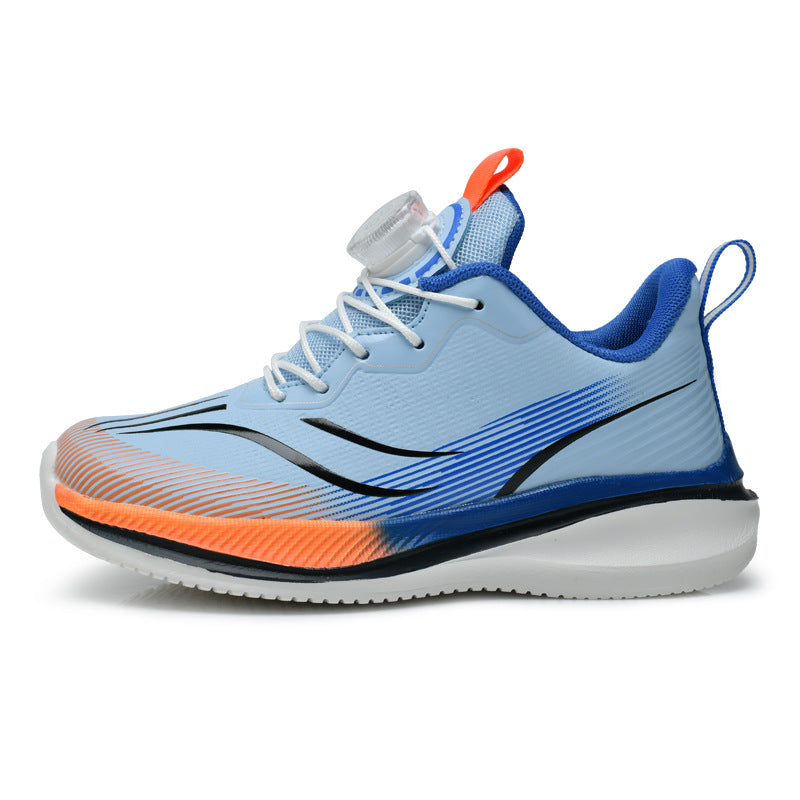 Children's shoes2025Rotating Button Leather Waterproof Boys' Running Shoes Girls' Lightweight Non-Slip Sports Shoes Trendy