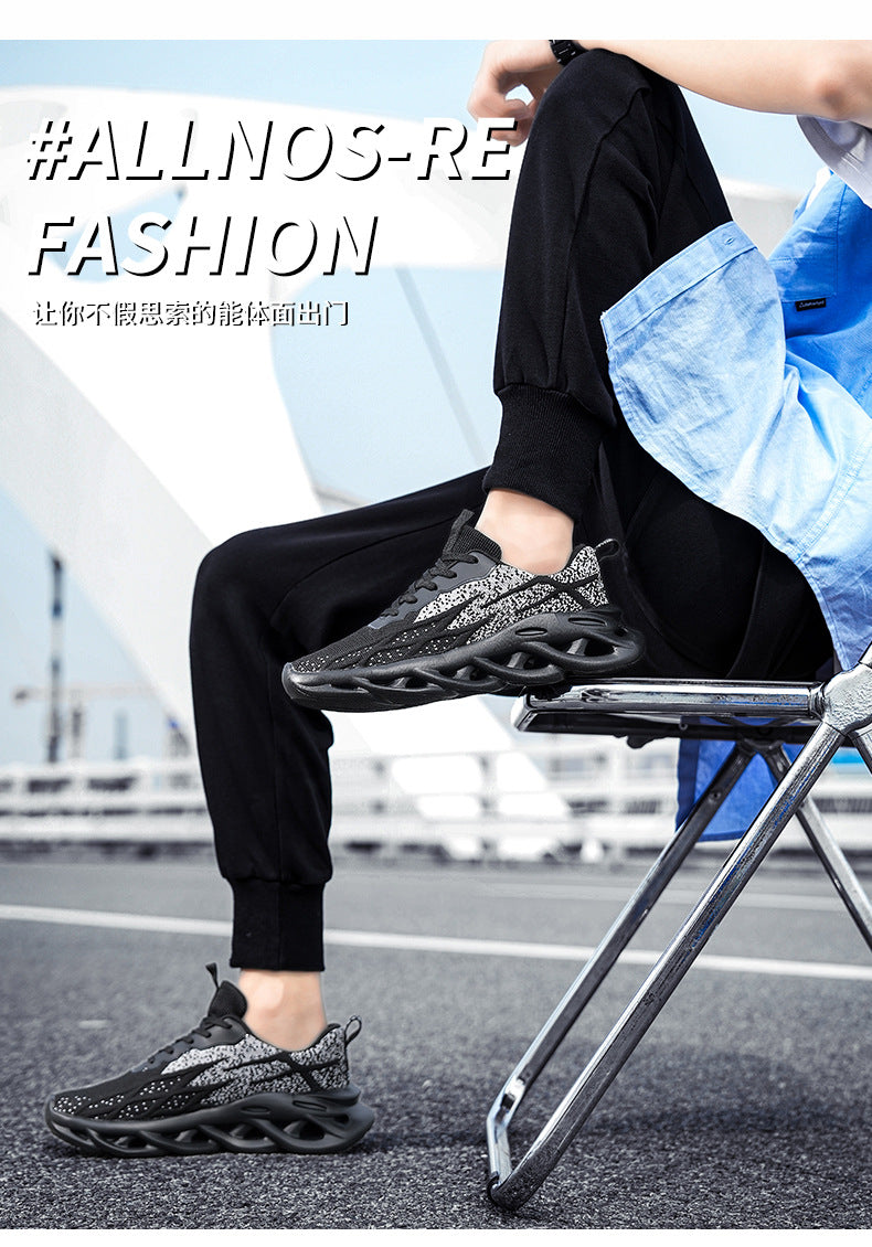 Summer Flyknit Breathable Running Shoes Braided Sole Casual Sports Shoes Men's Lightweight Trendy Shoes Professional Racing Running Shoes