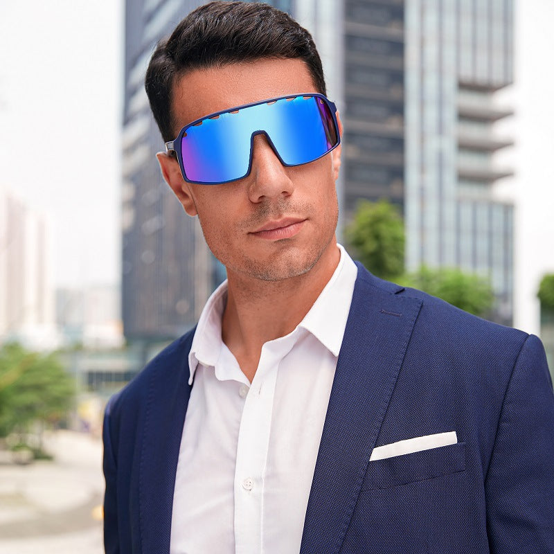 New Colorful Cycling Glasses for Men with Perforated One-piece Lenses Sunglasses European and American Outdoor Sports Sun Glasses